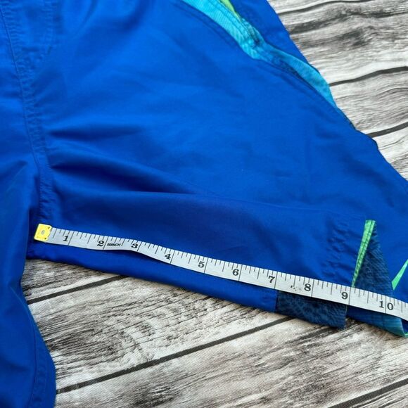 Nike Men's Pull-On Swim Trunks Board Shorts Bright Blue Green S SM Small Logo - Picture 11 of 11